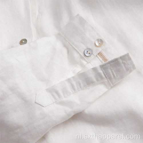 Witte losse lange casual damesoverhemden met lange mouwen
